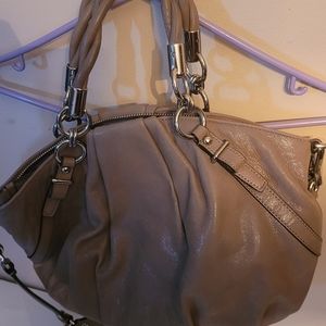 Luxury handbag, taupelavender exterior silky lavender interior. USED 2X ONLY